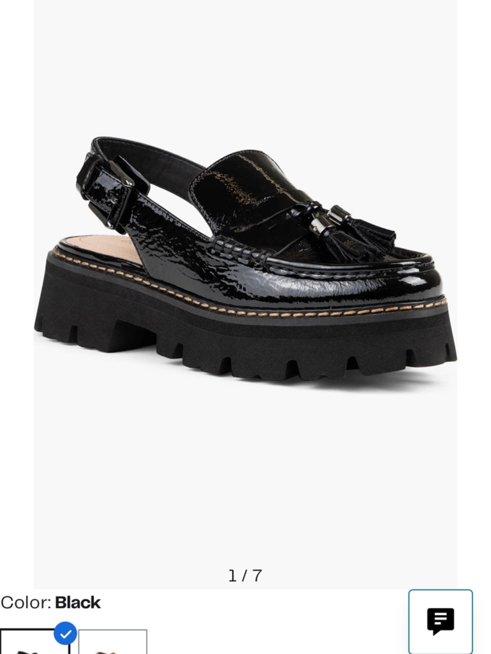 Donald J. Pliner Black Patent Tassel Slingback Lug Loafer